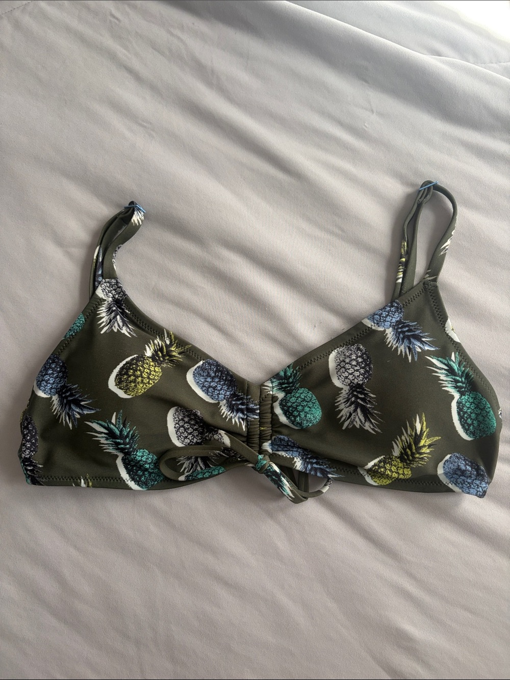 aerie Green Pineapple Print Tie-Front Bandeau